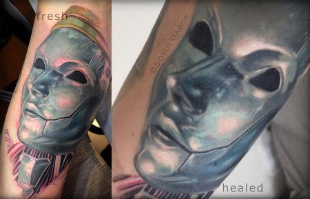 Sorin Gabor - Realistic color final fantasy 7 shiny metal face tattoo